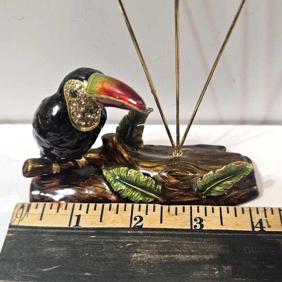 Lacquered Brass Toucan Bird Wire Picture Photo Card Holder Display Stand - Picture 8 of 8